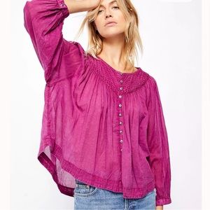 NWT Fuchsia We the Free People Embroidered Top - Size XS
